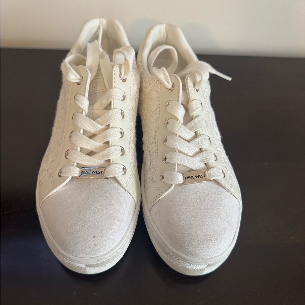 Nine West Women's Cream Lace Sneakers
